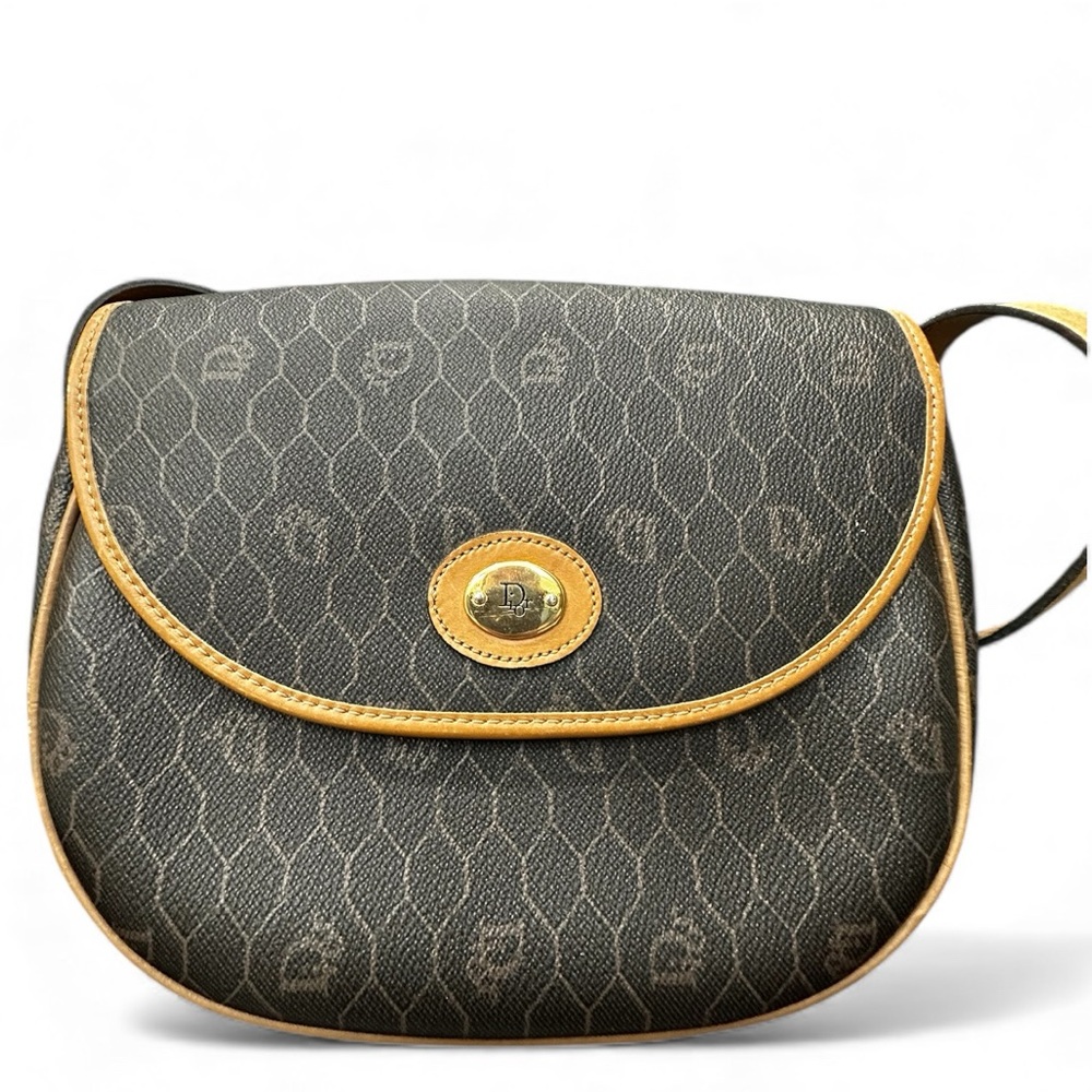Christian Dior Vintage Honeycomb Monogram Crossbody (Made in France, 1970s–80s) - Picture 3 of 11